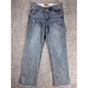 Democracy "AB" Technology Jeans Women Size‎ 8 Light Wash Distressed Straight Leg